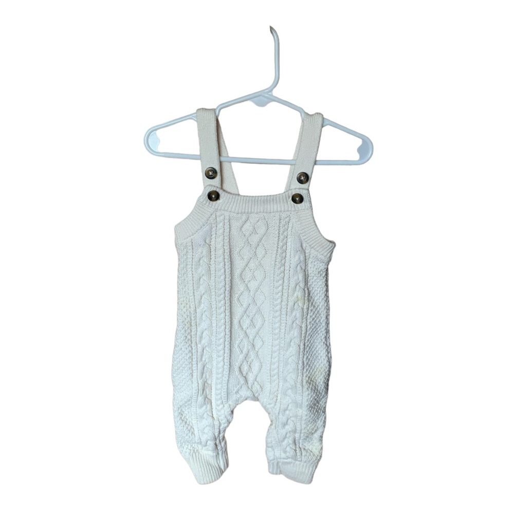 Adorable cream overalls, 3-6 months